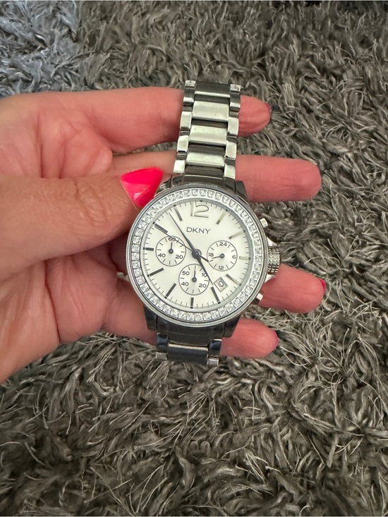 Dkny Accessories - DKNY Silver/White Crystal-Trim Chronograph Watch